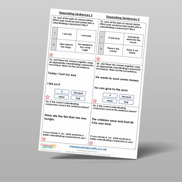 An image of the Expanding Sentences 2 Application and Reasoning Resource