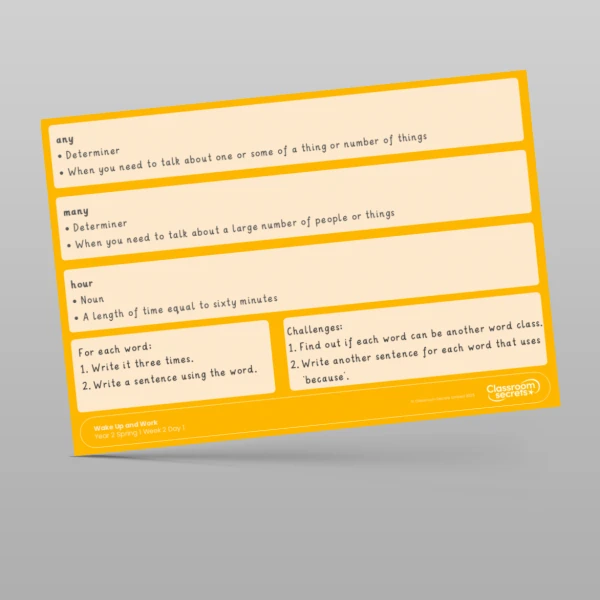 An image of the Spring 1 Week 2 Wake Up and Work Resource