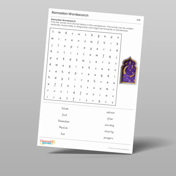 An image of the Ramadan Wordsearch Resource