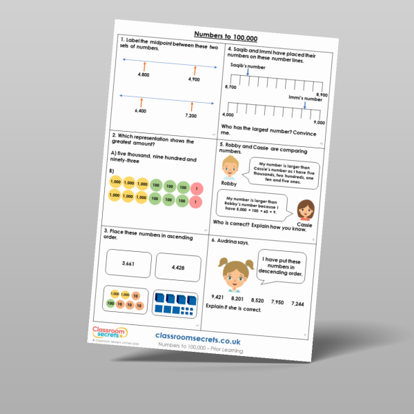 Prior Learning Chapter Book Math Year 5 Numbers To 100 000 Prior Learning Resource | Classroom Secrets