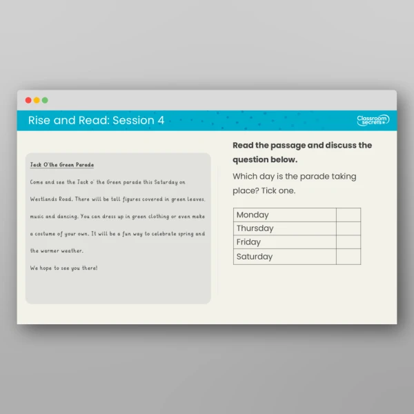 An image of the Rise and Read Jack o' the Green Resource