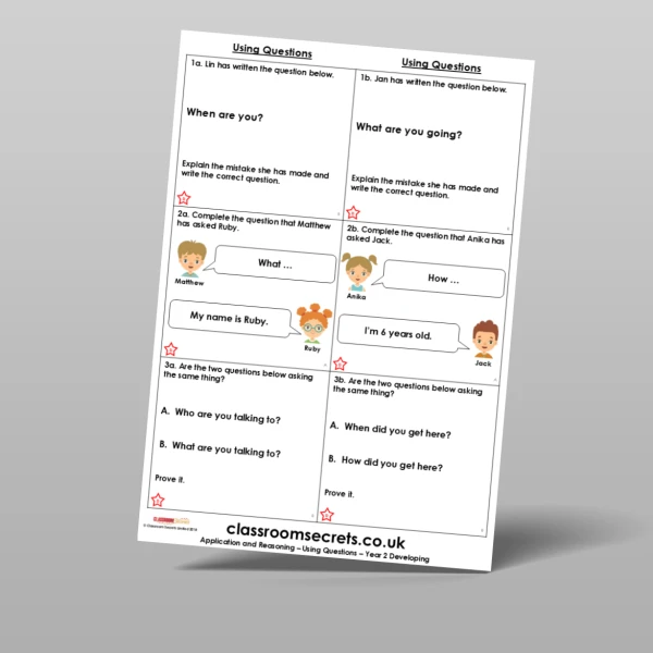 An image of the Using Questions Application and Reasoning Resource