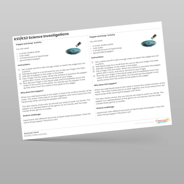 An image of the KS1 and KS2 Science Club Investigations Resource
