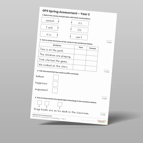 An image of the Spring Term GPS Assessment Resource