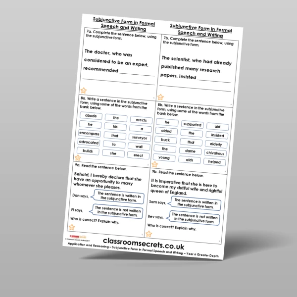 An image of the Subjunctive Form in Formal Speech and Writing Application and Reasoning Resource