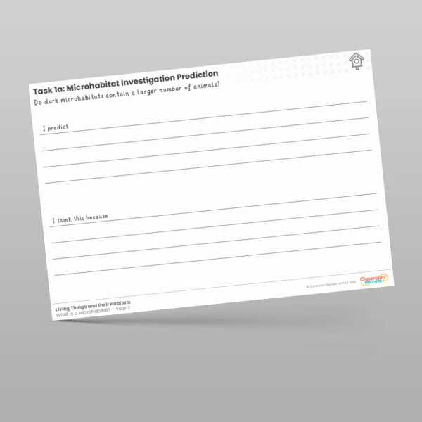 An image of the Lesson 4: Habitat Investigation Prediction and Results Worksheet Resource