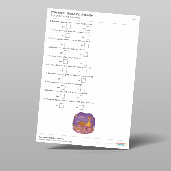An image of the Ramadan Reading Activity Resource
