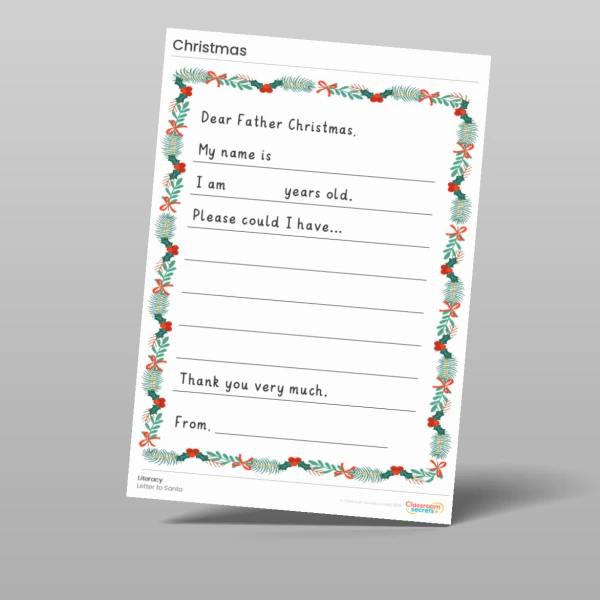 An image of the Letter to Santa Worksheets Resource