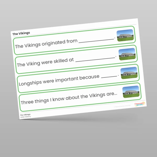 An image of the The Vikings Stem Sentences Resource