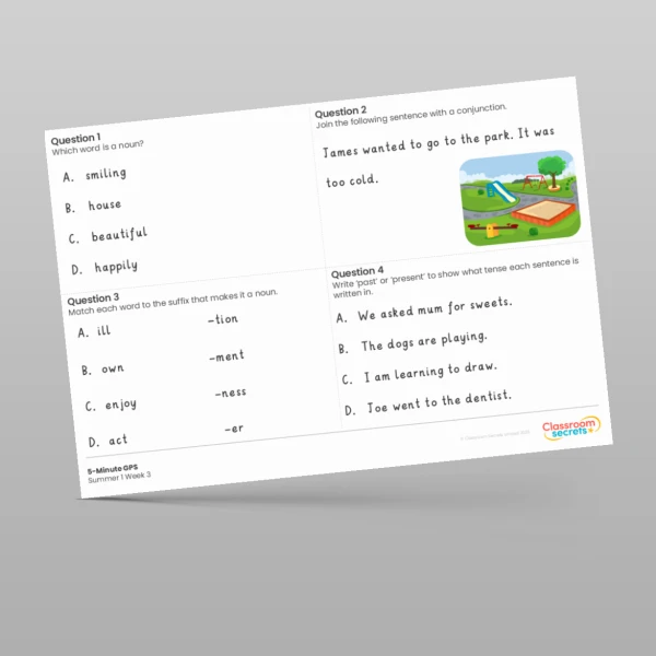 An image of the 5-Minute GPS Summer 1 Week 3 Resource