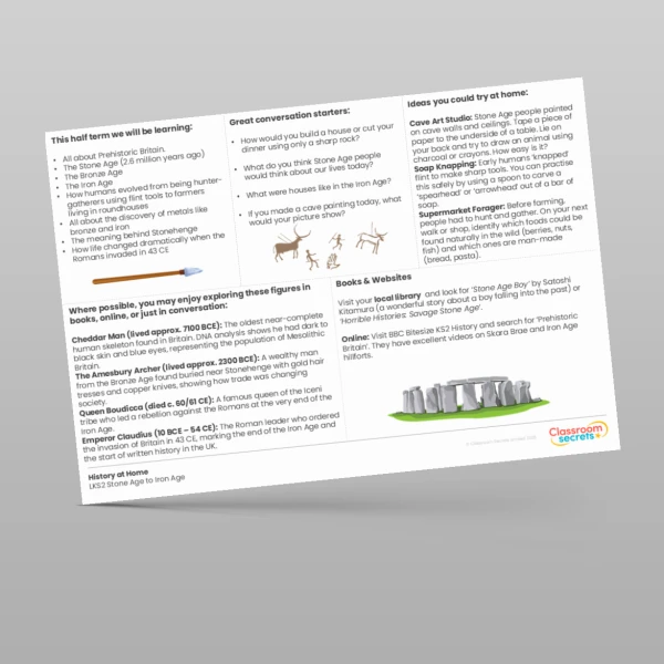 An image of the Stone Age to Iron Age History at Home Resource
