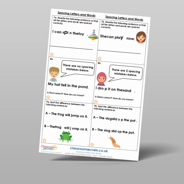 An image of the Spacing Letters and Words Application and Reasoning Resource
