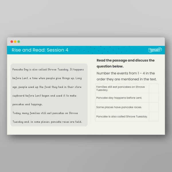 An image of the Rise and Read Pancake Day Resource