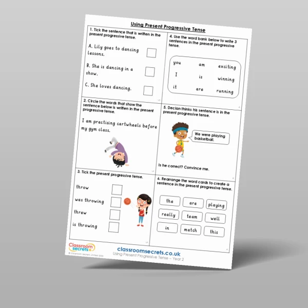 An image of the Using Present Progressive Tense Mixed Activity Resource