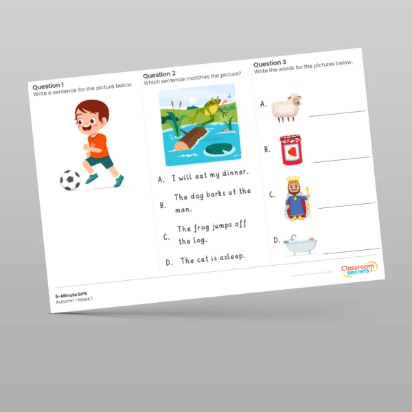 An image of the Free 5-Minute GPS Autumn 1 Week 1 Resource