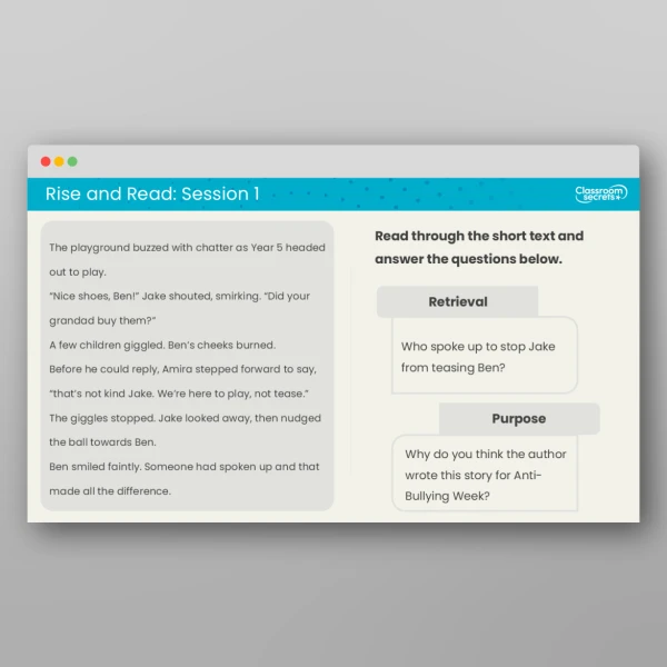 An image of the Rise and Read Anti-Bullying Week Resource