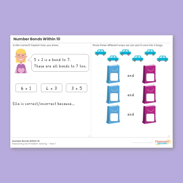 Year 1 Number Bonds to 10 Addition and Subtraction within 10 Reasoning and Problem Solving
