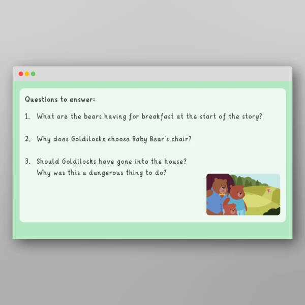An image of the Goldilocks and the Three Bears Story ebook Resource