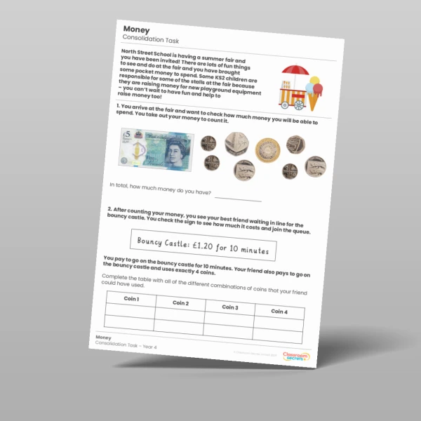 An image of the Money Consolidation Task Resource