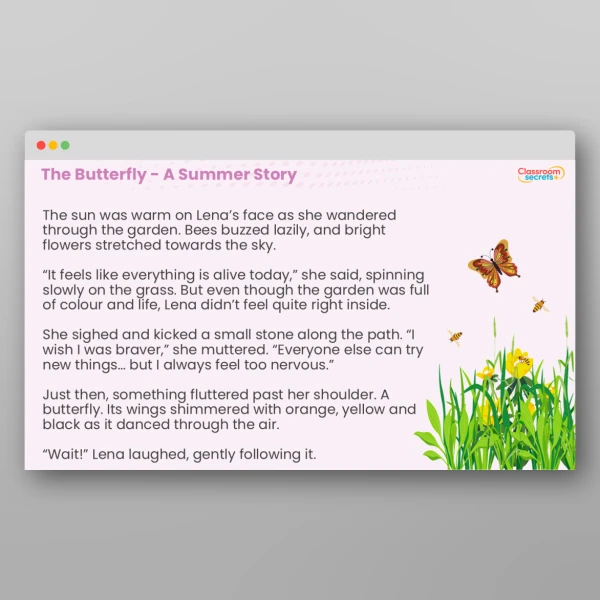 An image of the The Butterfly - A Summer Story Resource