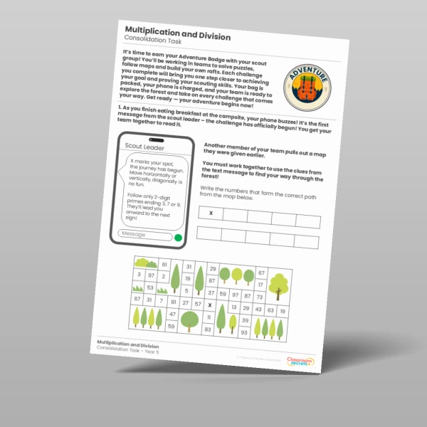 An image of the Multiplication and Division Consolidation Task Resource