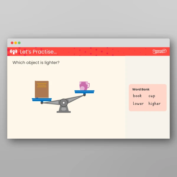 An image of the Free Heavier and Lighter Teaching PPT Resource