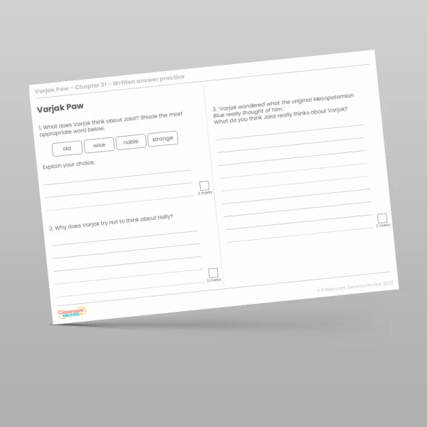 An image of the Reading Skills - Varjak Paw - Chapter 31 Resource