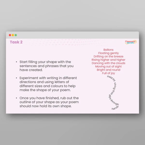 An image of the Shape Poems Activity Resource