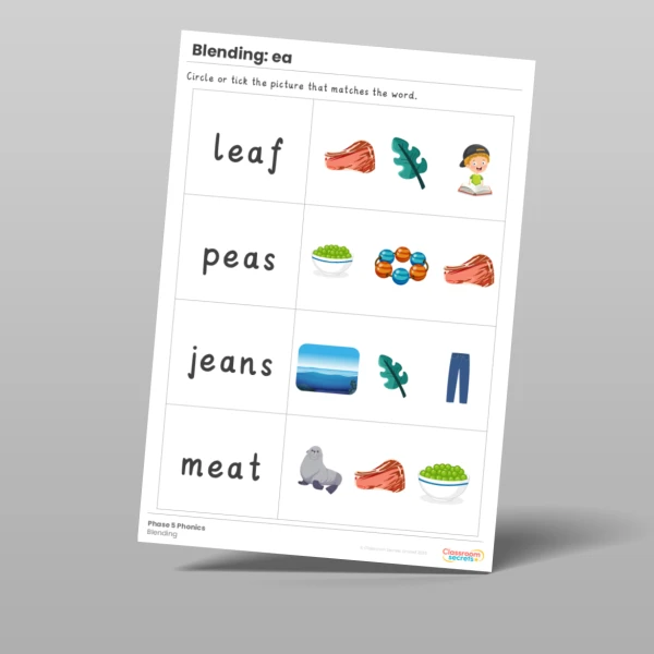 An image of the Phonics Blending Activities 'ea' Resource