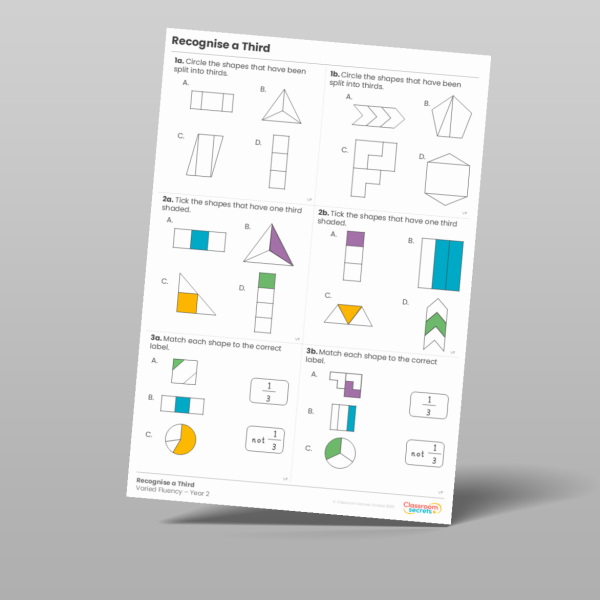 Year 2 Recognise A Third Varied Fluency 2 Resource | Classroom Secrets