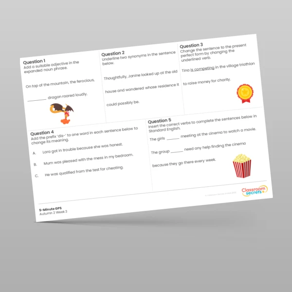 An image of the 5-Minute GPS Autumn 2 Week 3 Resource