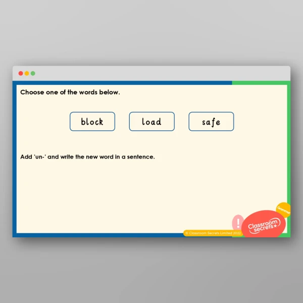 An image of the Adding ‘un-’ Teaching PPT Resource
