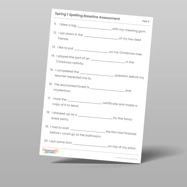 An image of the Spring 1 Baseline Assessment Resource