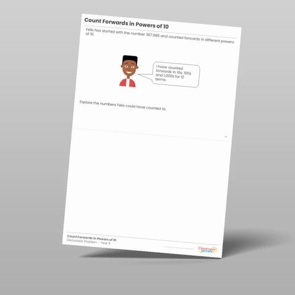 An image of the Count Forwards in Powers of 10 Discussion Problem Resource