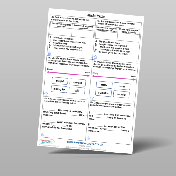 Year 6 Modal Verbs Application And Reasoning Resource | Classroom Secrets