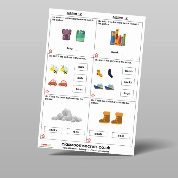 An image of the Adding '-s' Varied Fluency Resource