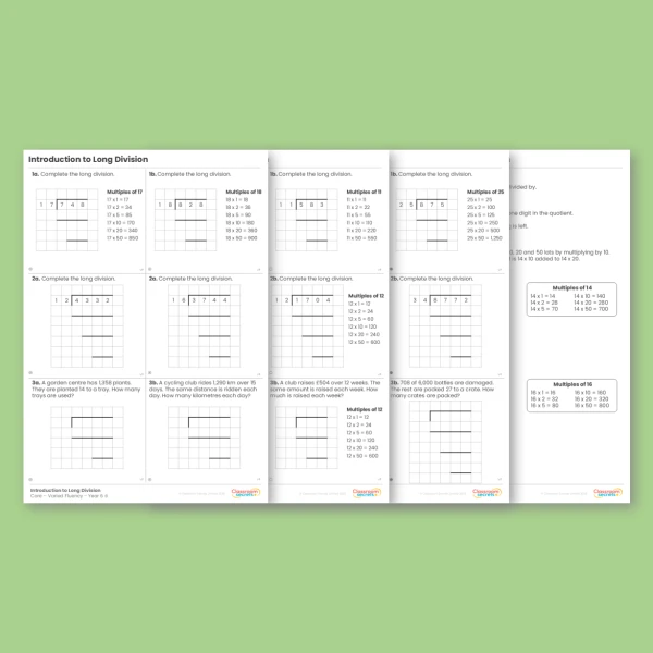 Year 6 Introduction to Long Division Addition, Subtraction, Multiplication and Division Varied Fluency