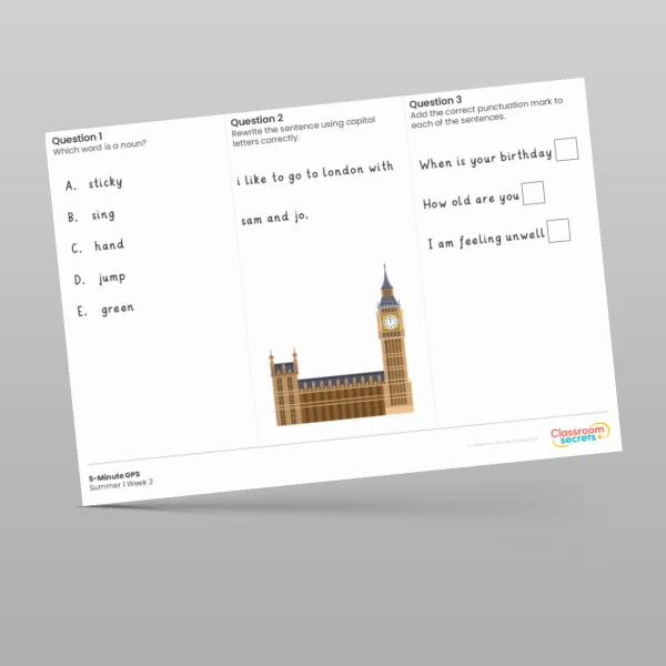 An image of the Free 5-Minute GPS Summer 1 Week 2 Resource