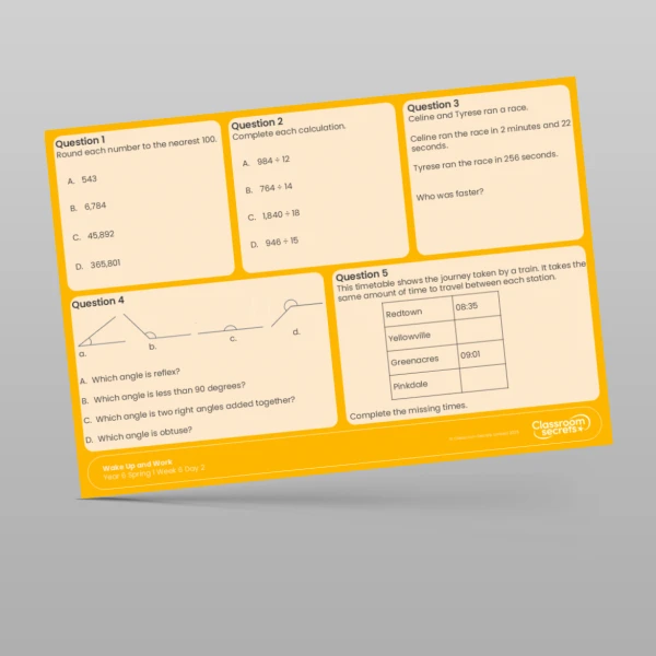 An image of the Spring 1 Week 6 Wake Up and Work Resource