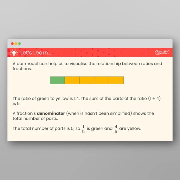An image of the Ratio and Fractions Teaching PowerPoint Resource