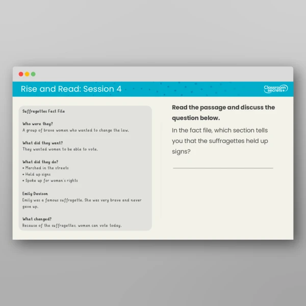 An image of the Rise and Read Emily Davison Resource