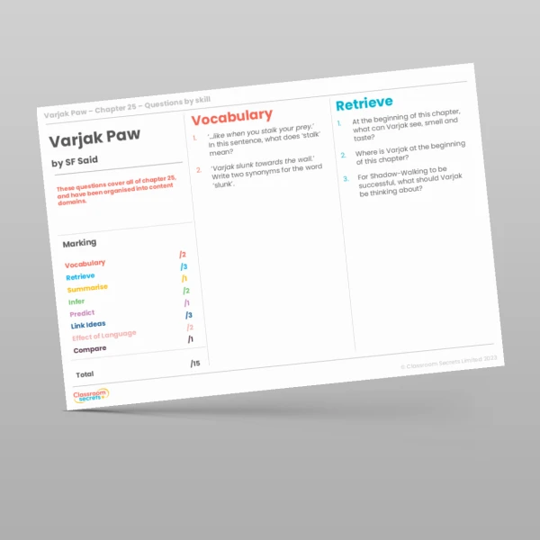 An image of the Reading Skills - Varjak Paw - Chapter 25 Resource