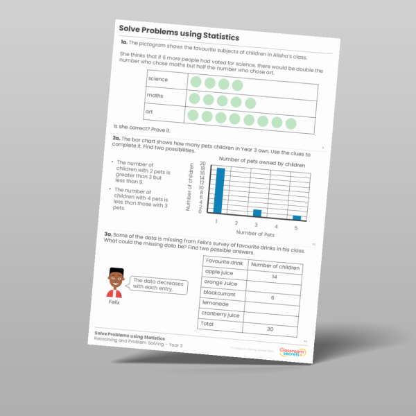 Year 3 Solve Problems Using Statistics Reasoning And Problem Solving ...