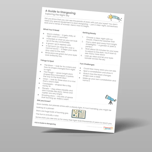 An image of the A Guide to Stargazing Resource