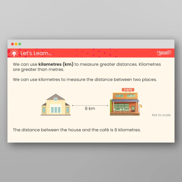 An image of the Measure in Kilometres and Metres Teaching PPT Resource