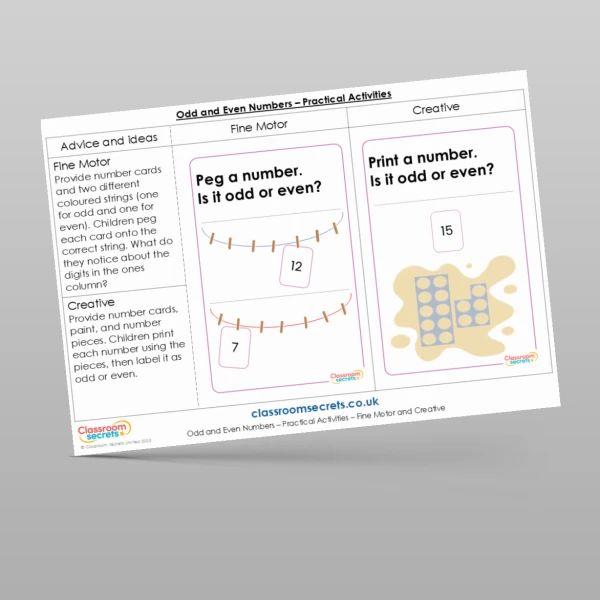 An image of the Odd and Even Numbers Practical Activities Resource