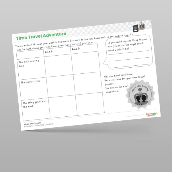 An image of the Time Travel Adventure - Kings and Queens Resource