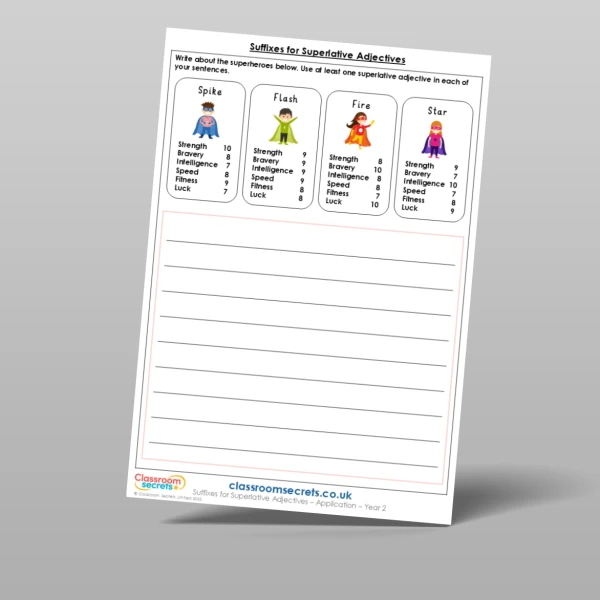 An image of the Suffixes for Superlative Adjectives Application Resource