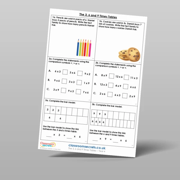 An image of the The 3, 6 and 9 Times Tables Varied Fluency Resource