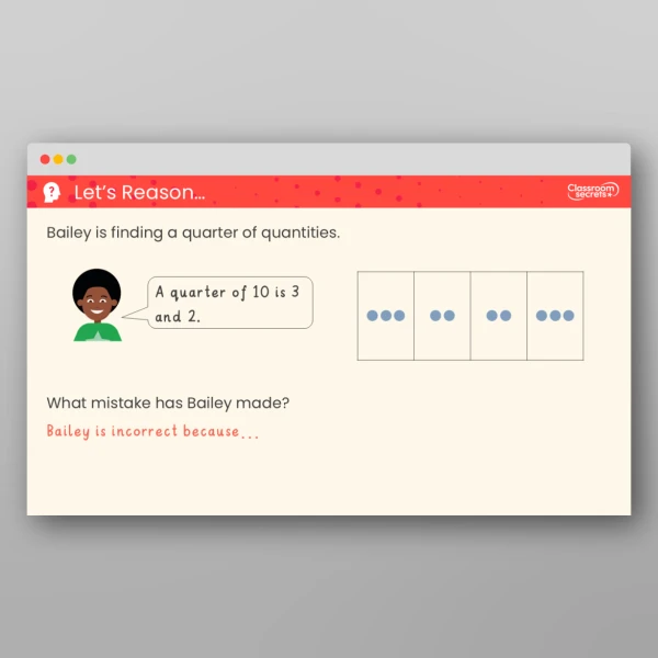 An image of the Find a Quarter of a Quantity Teaching PPT Resource